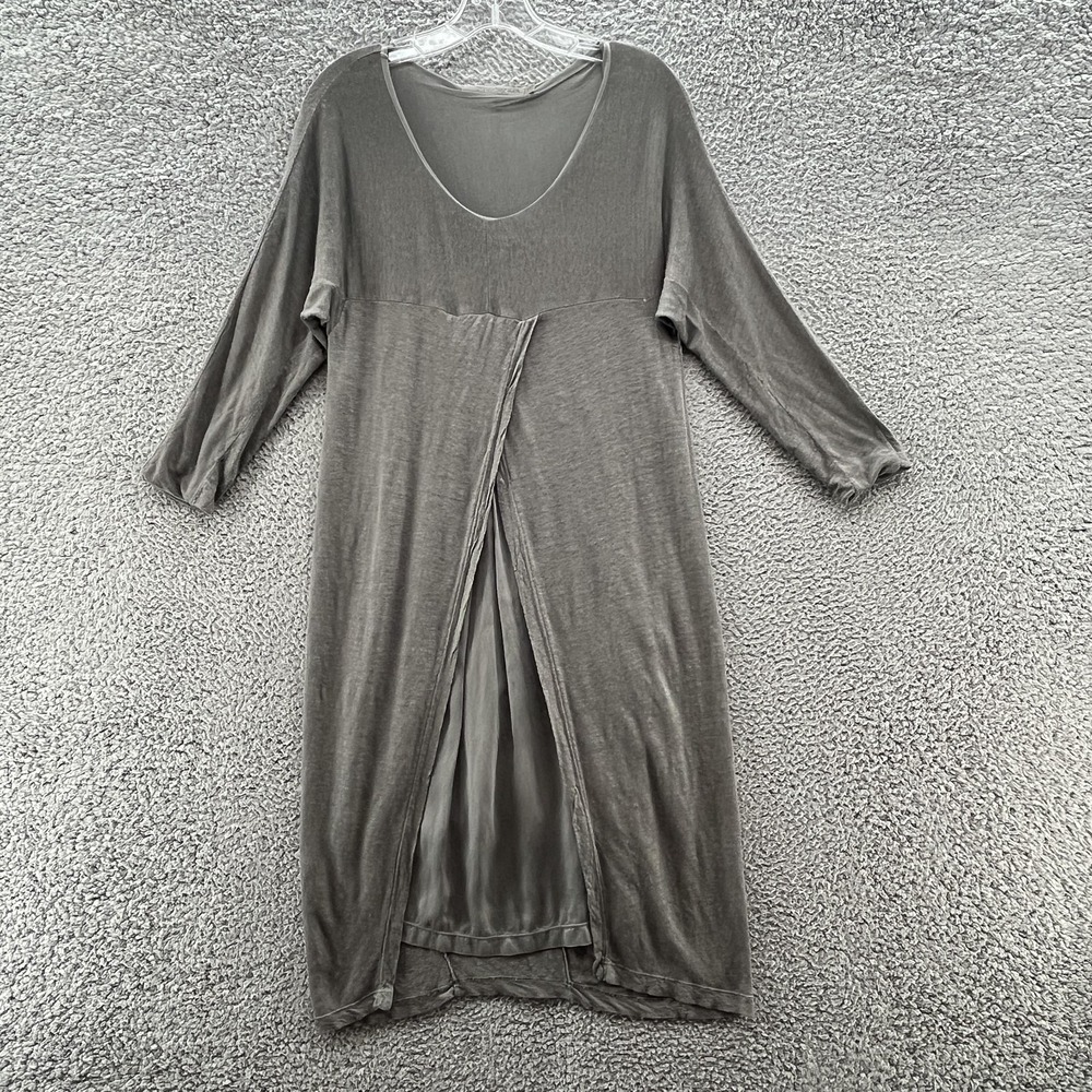 TRANSIT Par Such Dress Small Taupe Avant Garde Linen Knit Boho Layered Lagenlook